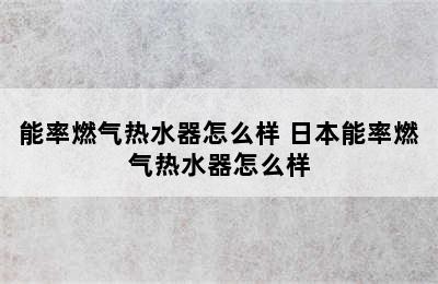 能率燃气热水器怎么样 日本能率燃气热水器怎么样